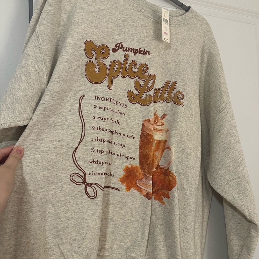 Anthropologie Pumpkin Spice Latte Sweatshirt Size Medium NWT - Picture 5 of 7